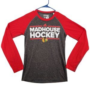 CHICAGO BLACKHAWKS Shirt Men’s Long Sleeve Crew Neck Tee Gray Small